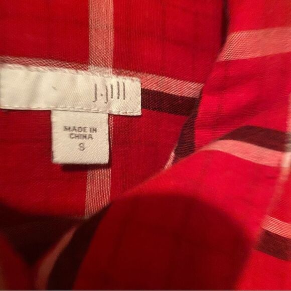 J Jill Red Plaid Oversized Shirt Size Small - Picture 10 of 12